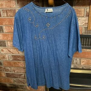 Women’s Vintage Visage Lightweight Denim Top and Pant Set. Size Medium.